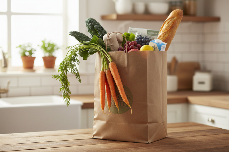 paper grocery bag full of groceries
